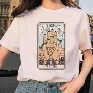 Women&#39;s Tarot Card Flower Funny Time Ladies Cartoon Fashion Short Sleeve Summer Printed T-shirt Women&#39;s T-shirt Top Pattern.