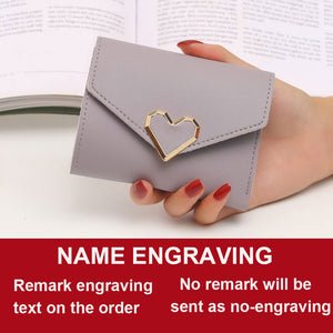 2022 New Short Women Wallets Free Name Engraving Kpop Heart-Shaped Cute Small Women&#39;s Wallet PU Leather Slim Simple Female Purse