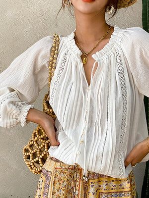 Jastie 2022 Spring Summer Blouse Shirts Women Long Sleeve Boho White Loose Blouses Shirt Women&#39;s Clothing Beach Tops Blusas