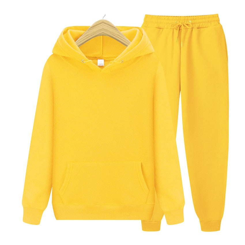 2022 new Men's ladies casual wear suit sportswear suit solid color pullover + pants suit autumn and winter fashion suit