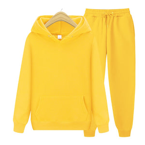 2022 new Men's ladies casual wear suit sportswear suit solid color pullover + pants suit autumn and winter fashion suit