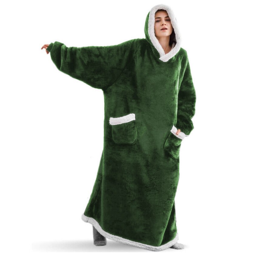 2023 Super Long Flannel Blanket with Sleeves Winter Hoodies Sweatshirt Women Men Pullover Fleece Giant TV Blanket Oversized New