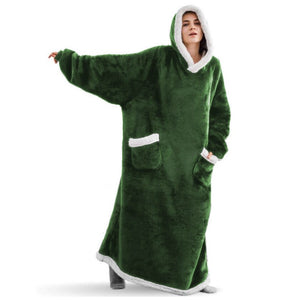 2023 Super Long Flannel Blanket with Sleeves Winter Hoodies Sweatshirt Women Men Pullover Fleece Giant TV Blanket Oversized New