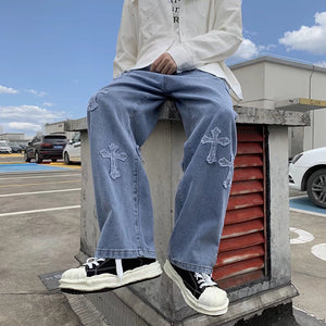 V-hanver Men Streetwear baggy jeans trousers Cross hip hop Mens Loose Jeans Pants Women oversized Boyfriend Jeans Denim Jeans