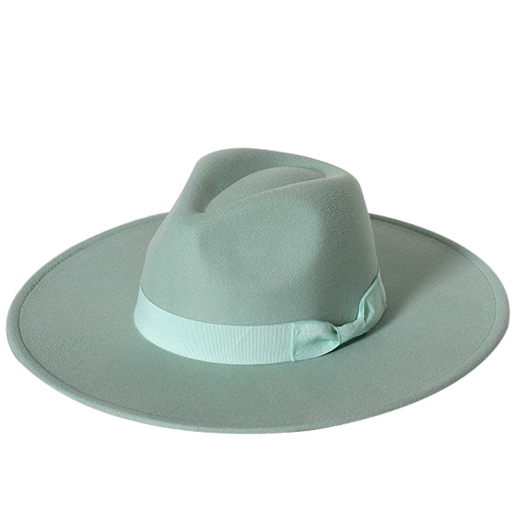 New color Fedora winter hat top concave-convex water drop 9.5cm brim male and female felt jazz watermelon red шляпа женская