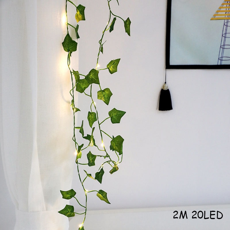 Outdoor Wedding Decoration LED Leaf Twine Fairy String Lights With Battery Operate For Rustic Holiday Party Event Decor Supplies