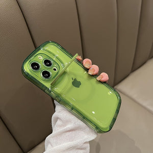 Invisible Folding Holder Camera Lens Ring Stand Transparent Phone Case For iPhone 13 12 11 12Pro 13Pro Max Soft Candy Back Cover