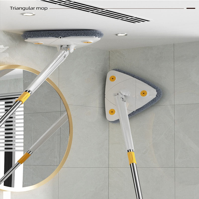 Triangle 360 Cleaning Mop Telescopic Household Ceiling Cleaning Brush Tool Self-draining To Clean Tiles and Walls