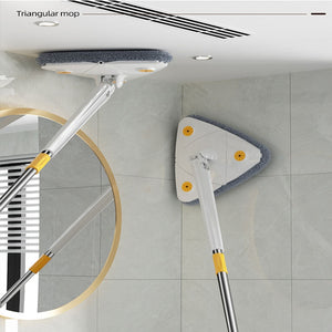 Triangle 360 Cleaning Mop Telescopic Household Ceiling Cleaning Brush Tool Self-draining To Clean Tiles and Walls