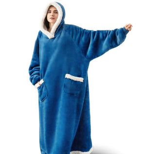 2023 Super Long Flannel Blanket with Sleeves Winter Hoodies Sweatshirt Women Men Pullover Fleece Giant TV Blanket Oversized New