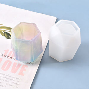 Hexagonal Pen Holder Storage Cup Silicone Mold Makeup Brush Holder Shape Epoxy Mold For UV Resin Flower Pot Home Decor